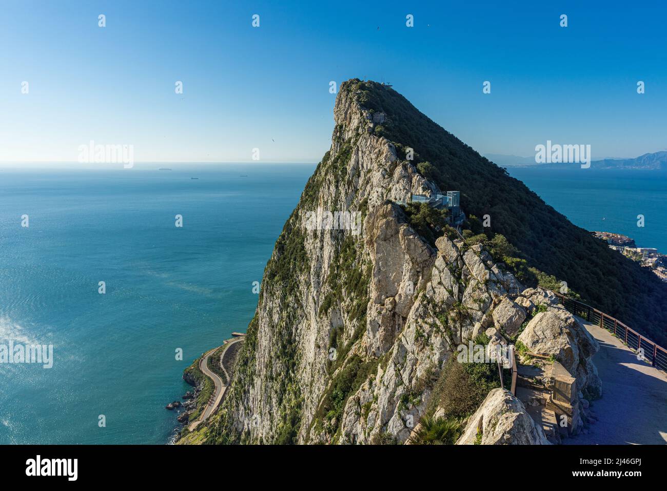 Vista della Rocca di Gibilterra Foto Stock