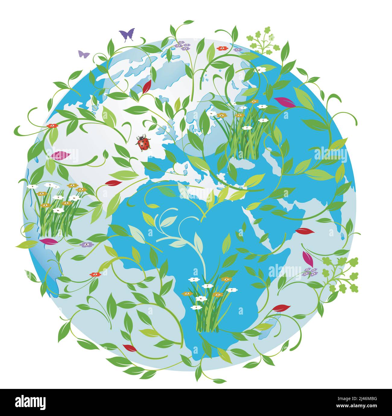 Patrimonio naturale mondiale protezione del clima, isolato su illustrazione bianca Illustrazione Vettoriale