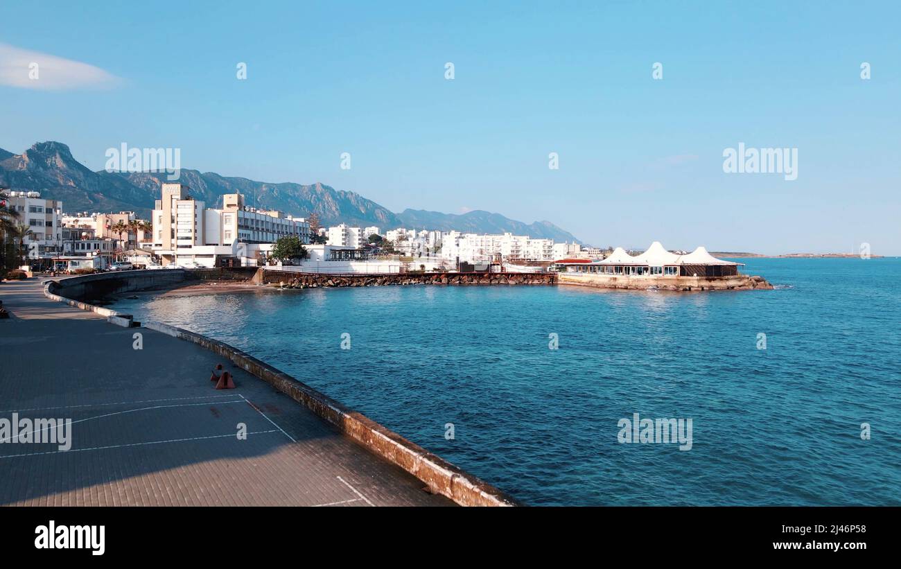 Kyrenia Castello edificio medievale e storico porto vecchio a Kyrenia, Nord Cipro Foto Stock