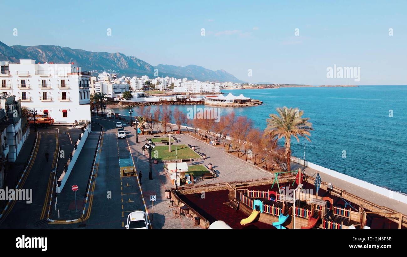 Kyrenia Castello edificio medievale e storico porto vecchio a Kyrenia, Nord Cipro Foto Stock