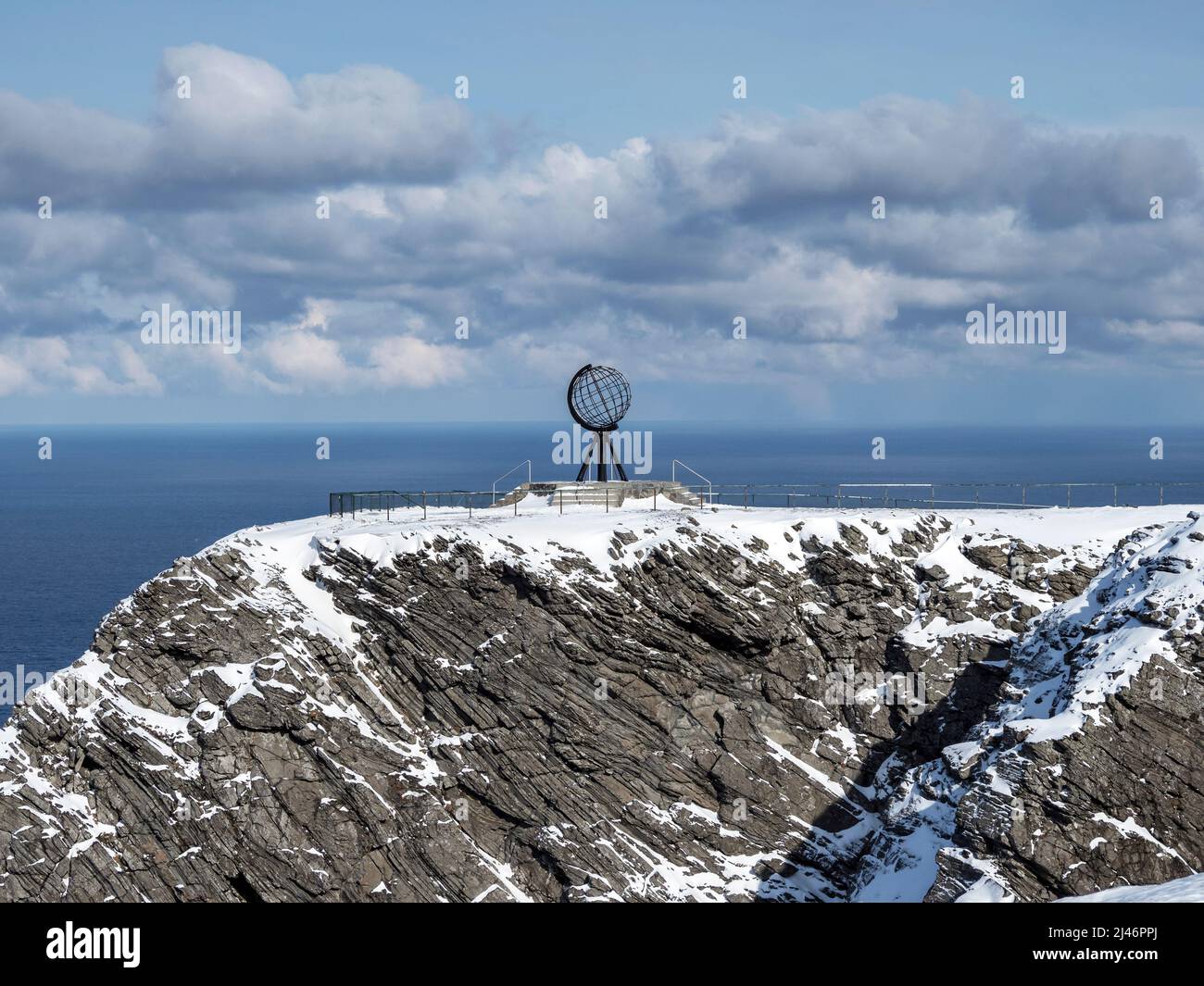 Globe a Capo Nord, Finnmark, Norvegia settentrionale Foto Stock