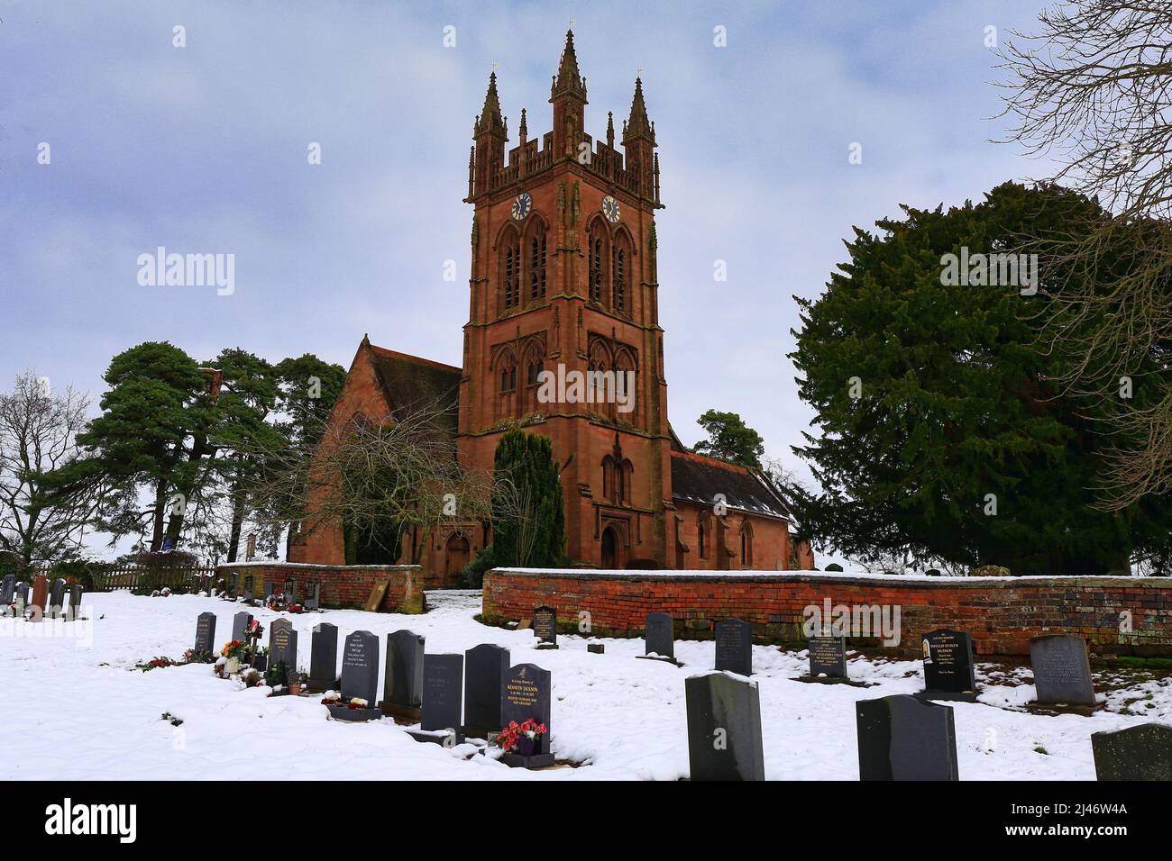 Inverno a Enville South Staffordshire St Marys chiesa Foto Stock