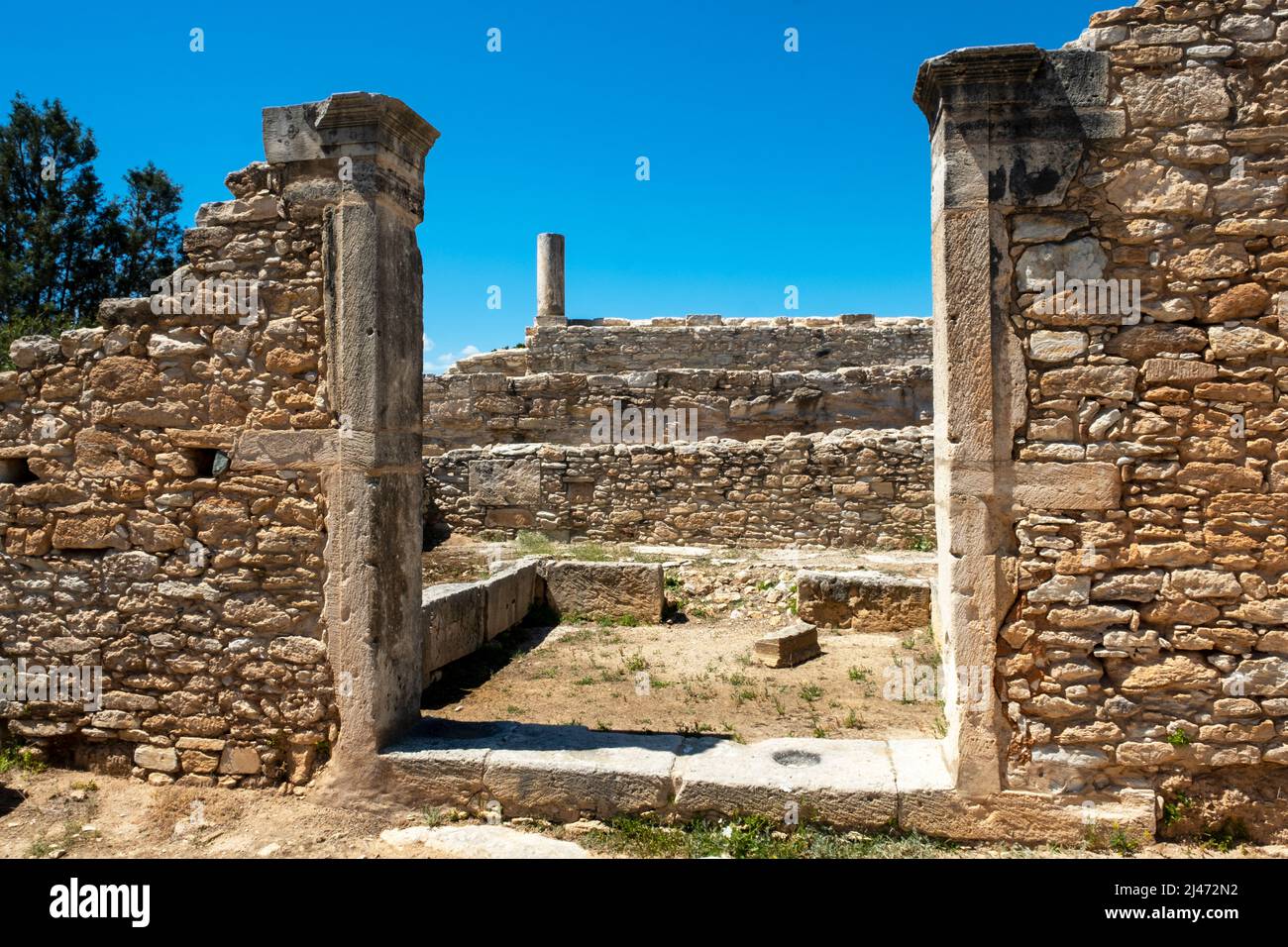 La Palaestra nel Santuario di Apollo Hylates sito romano, Episkopi, Repubblica di Cipro. Foto Stock
