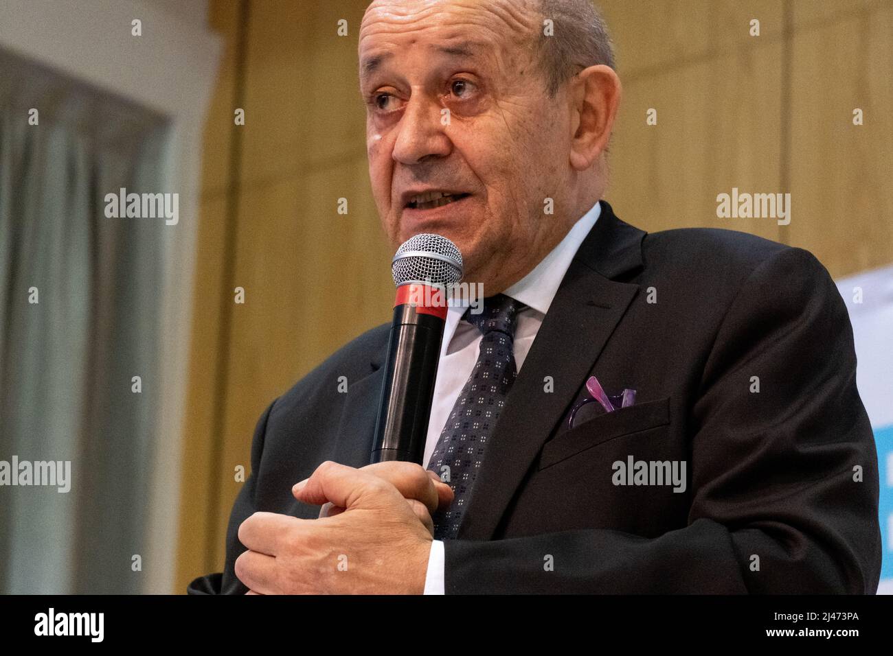Ritratto del Ministro degli Affari Esteri Jean-Yves le Drian. Saint-Malo, Bretagna. Francia. Foto Stock