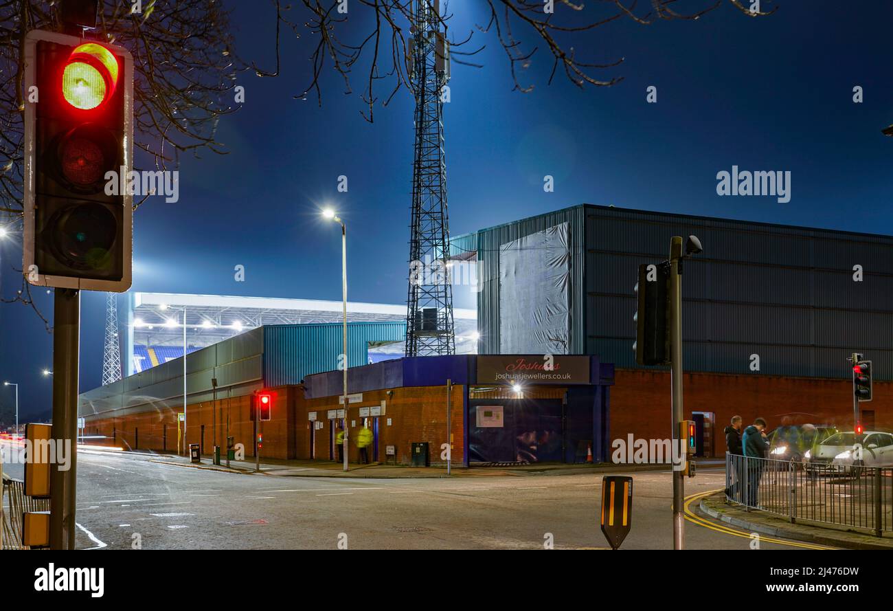 Prenton Park, Birkenhead, sede del Tranmere Rovers Football Club. Immagine scattata nel marzo 2022. Foto Stock