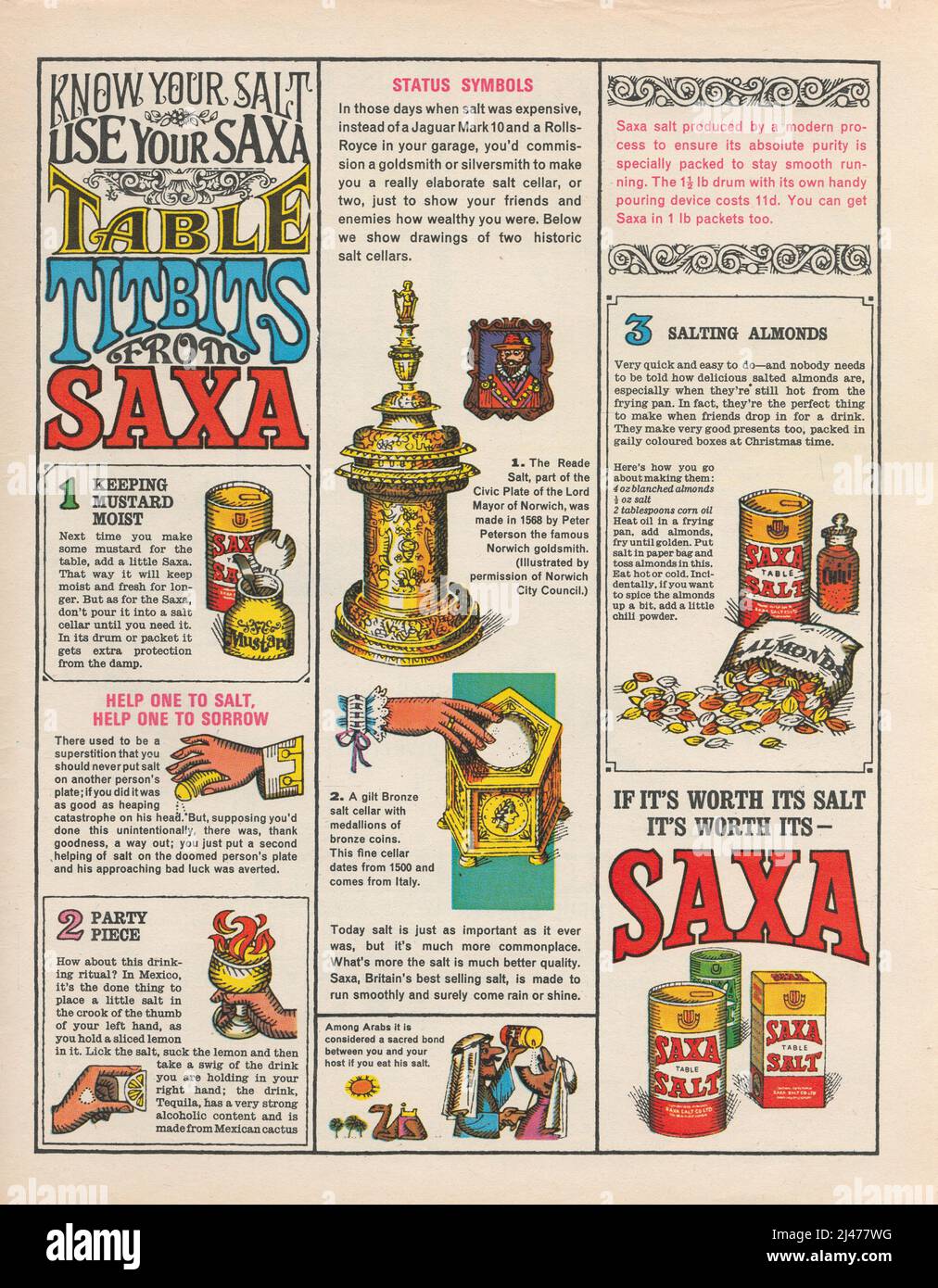 SAXA sale vintage paper advertisement advert 1960s magazine ad Foto Stock