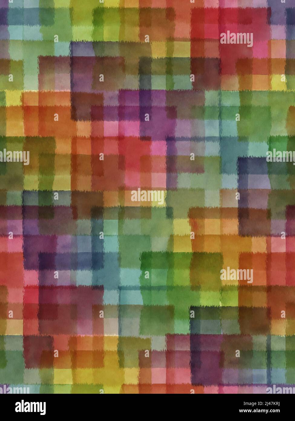 Titolo colore dell'acquerello dipinto a mano senza giunture controllo blocco multicolore motivo Foto Stock