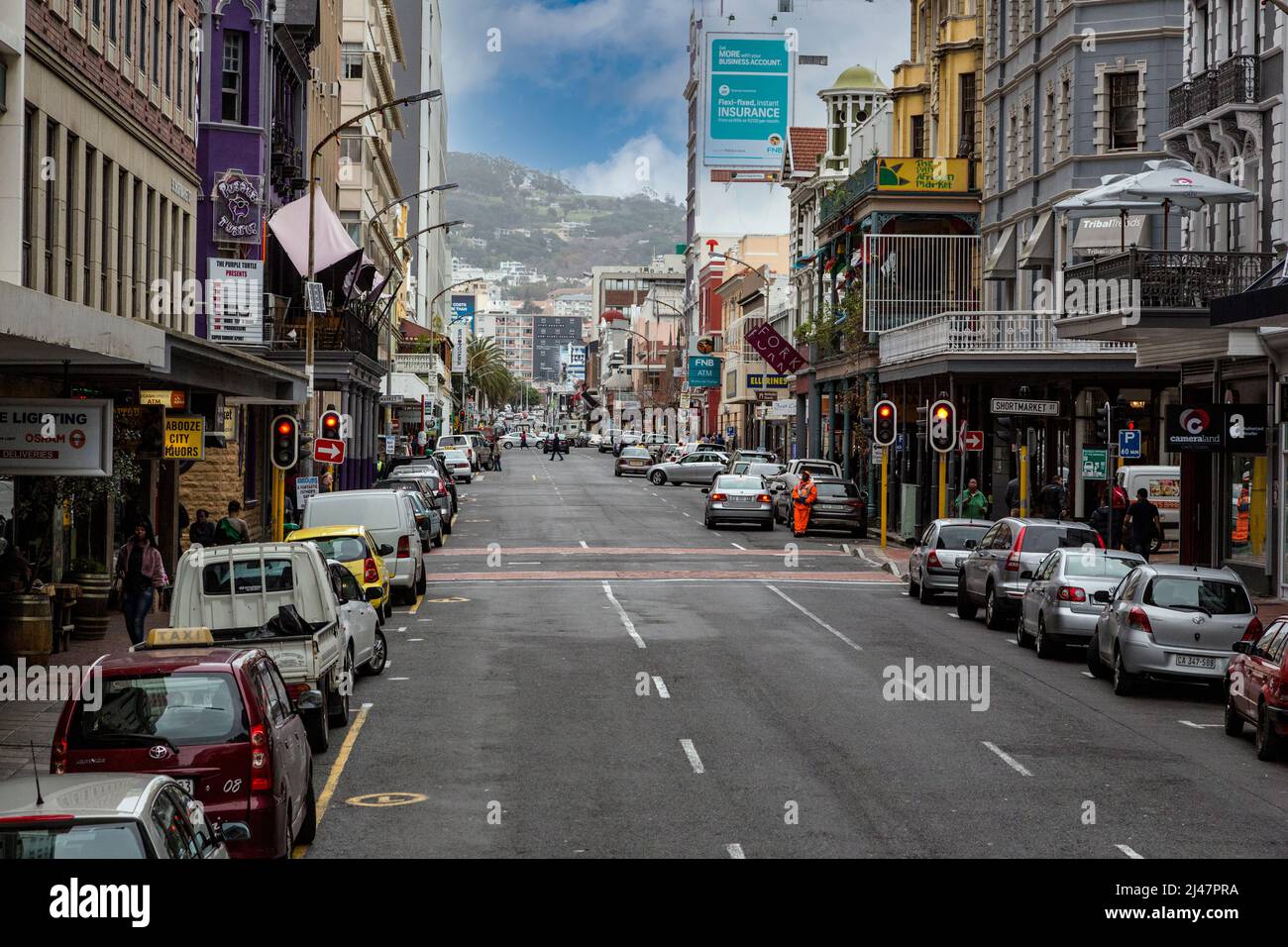 Sud Africa, Città del Capo. Long Street, centro città. Foto Stock