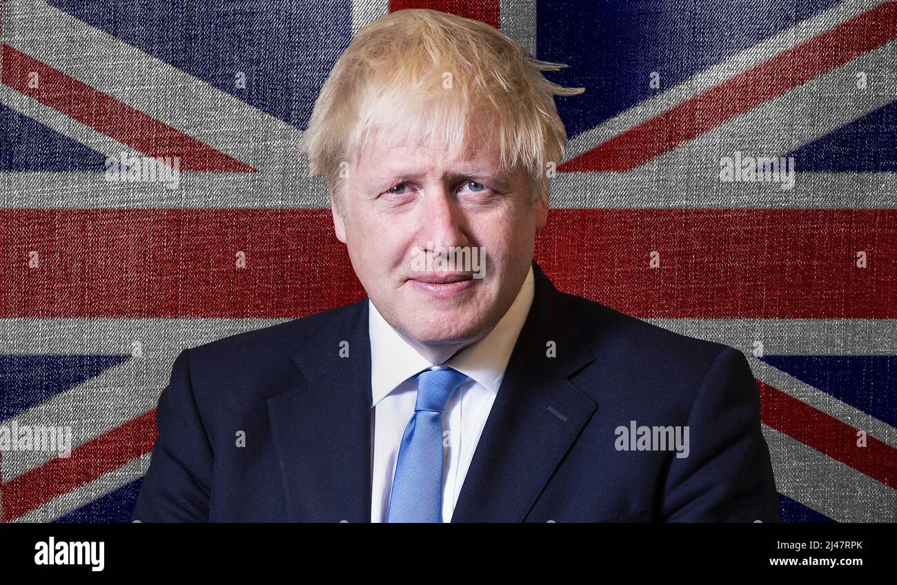 Bandiera Boris Johnson e Regno Unito (Regno Unito) Foto Stock