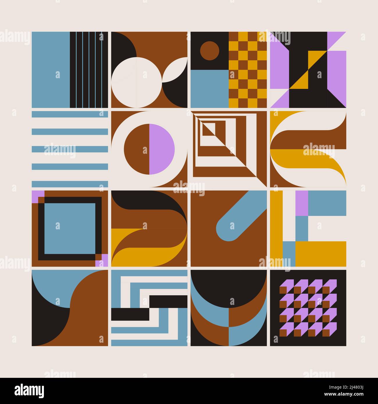 Moderna collezione di forme vettoriali astratte di varie forme geometriche semplici ed elementi grafici colorati per poster, copertina, arte, presentazione, stampe Illustrazione Vettoriale