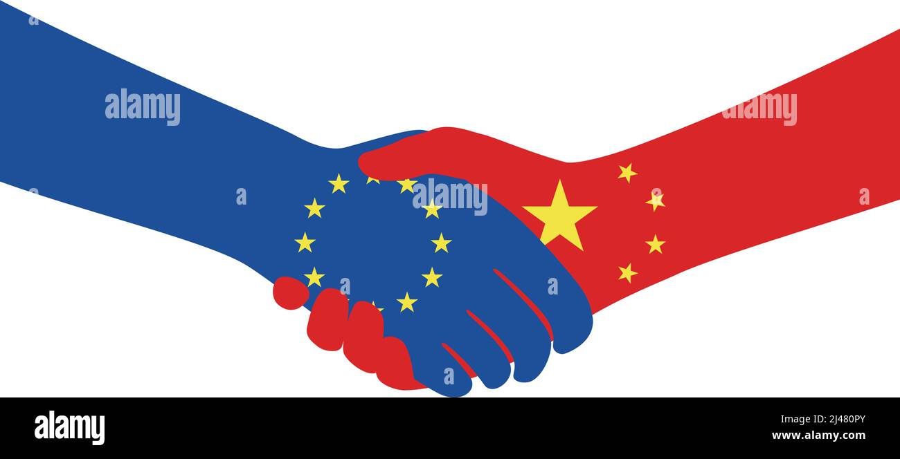 Tremare le mani, accordo commerciale UE-CINA, accordo commerciale Illustrazione Vettoriale