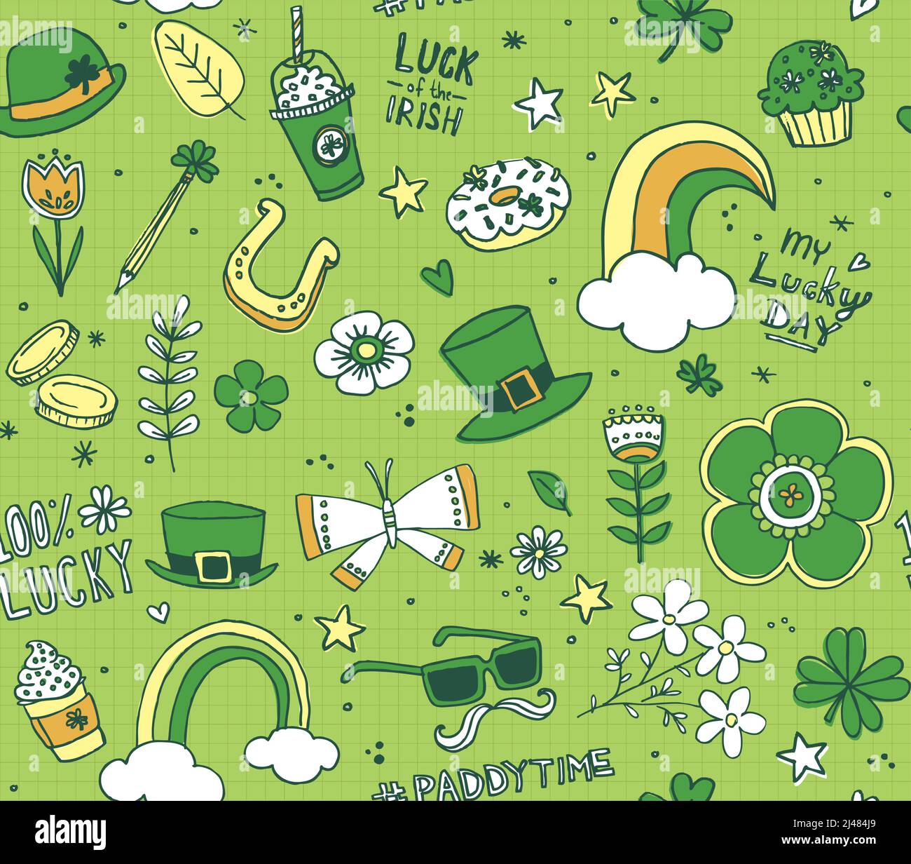 St Paddy Doodle Pattern Illustrazione Vettoriale