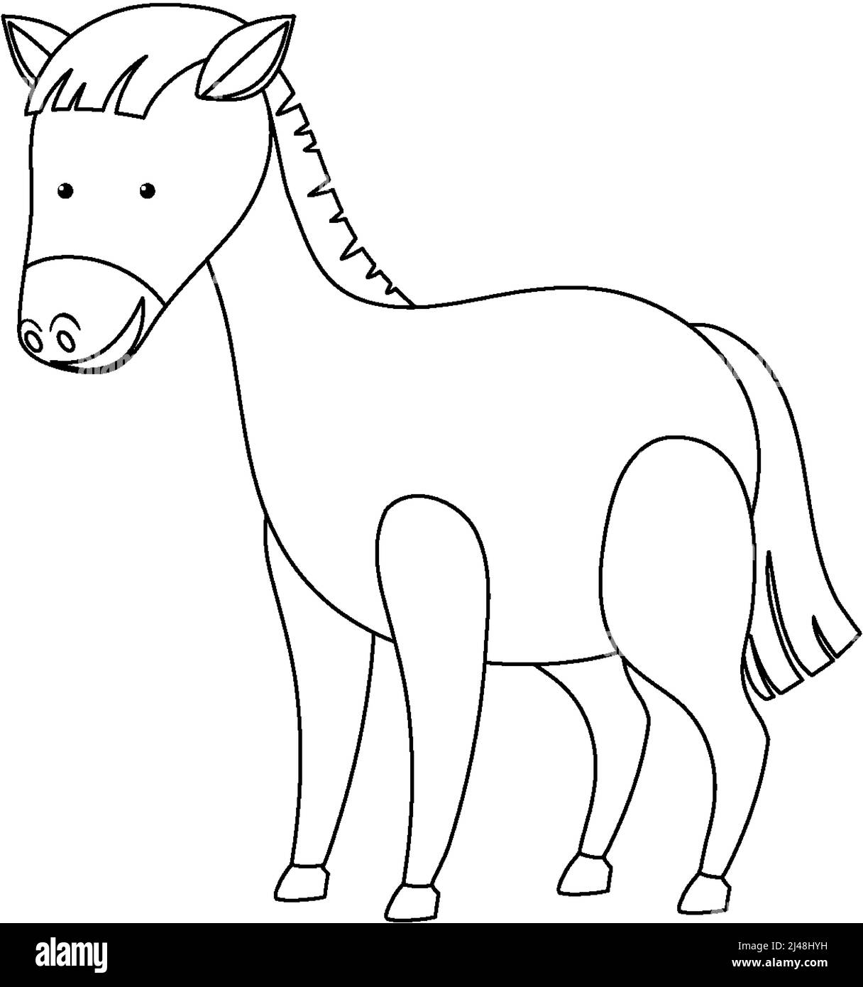 Illustrazione del personaggio di cavallo bianco e nero Illustrazione Vettoriale