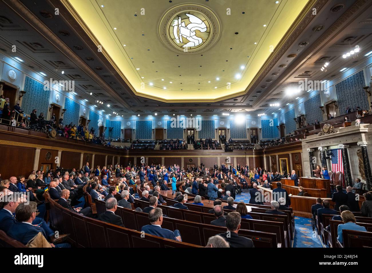 WASHINGTON DC, USA - 01 marzo 2022 - il Presidente degli Stati Uniti Joe Biden consegna il suo discorso sullo Stato dell'Unione ad una sessione congiunta del Congresso, martedì 1 marzo, Foto Stock