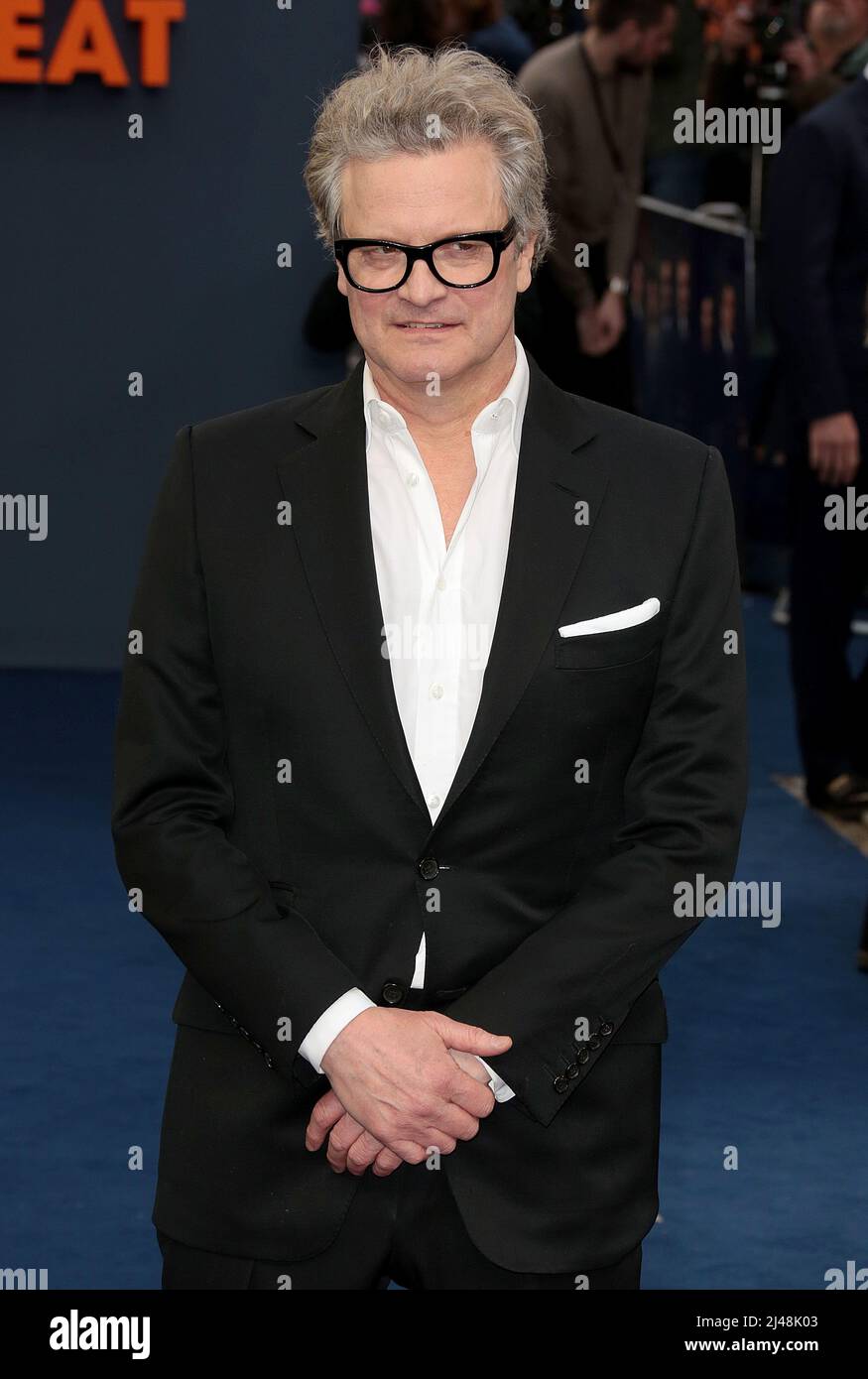 12 aprile 2022 - Londra, Inghilterra, Regno Unito - Colin Firth che partecipa alla prima del film di Operation mincemeat UK, Curzon Mayfair Foto Stock