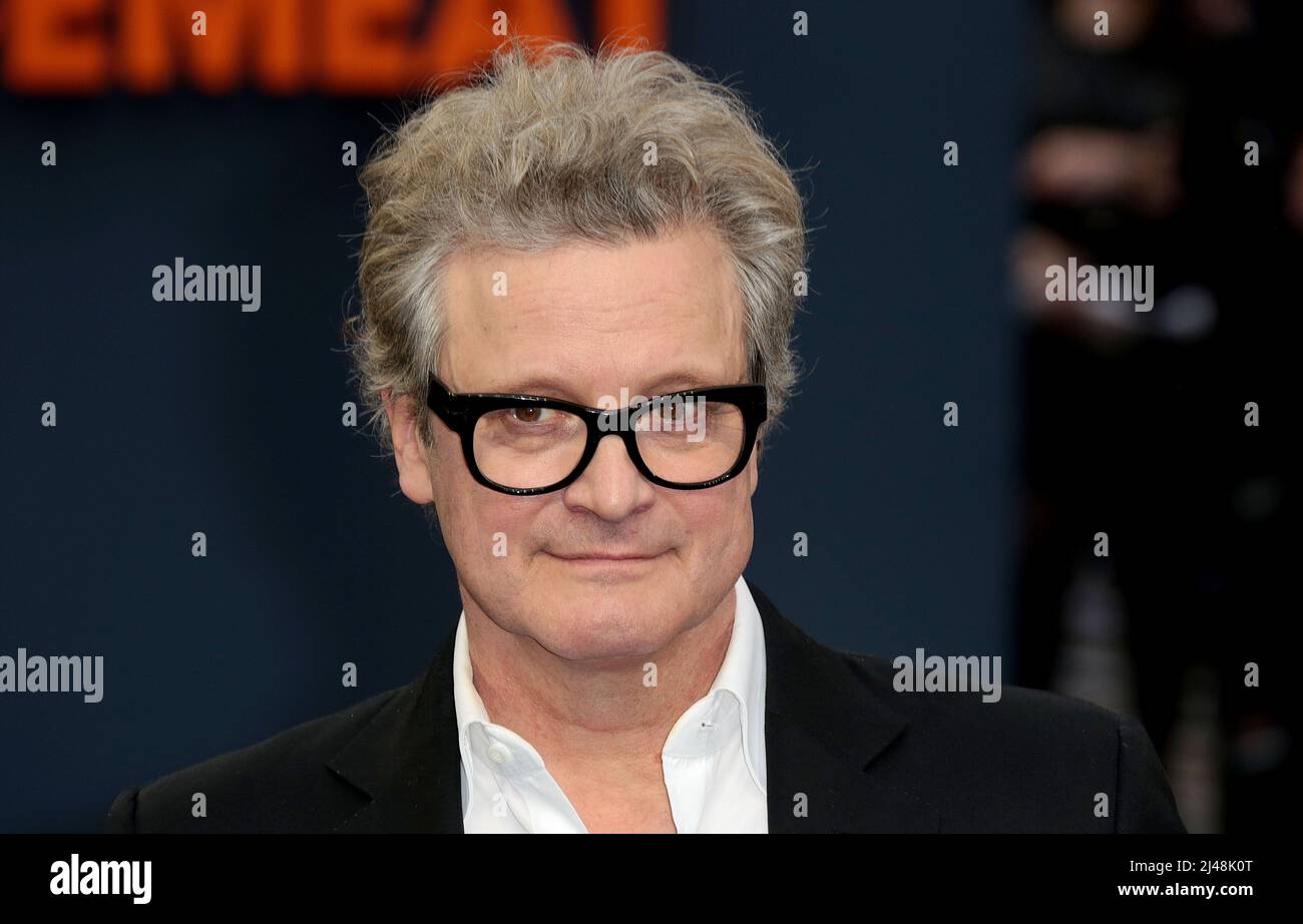 12 aprile 2022 - Londra, Inghilterra, Regno Unito - Colin Firth che partecipa alla prima del film di Operation mincemeat UK, Curzon Mayfair Foto Stock