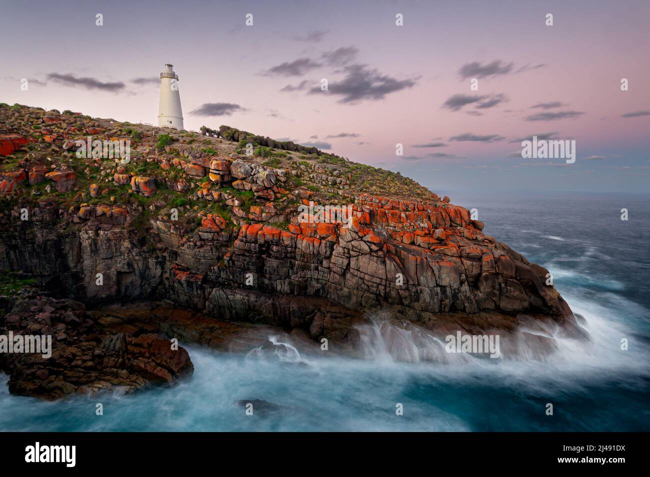 Famoso faro di Cape Willoughby sull'Isola di Kangaroo. Foto Stock