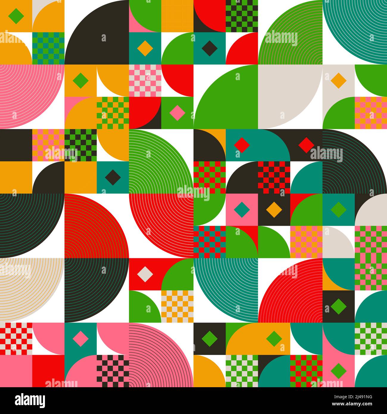 Modello vettoriale ispirato allo stile boho realizzato con elementi e forme geometriche eclettiche astratte. Grafica bohémien design per poster, copertina, arte, regalo Illustrazione Vettoriale