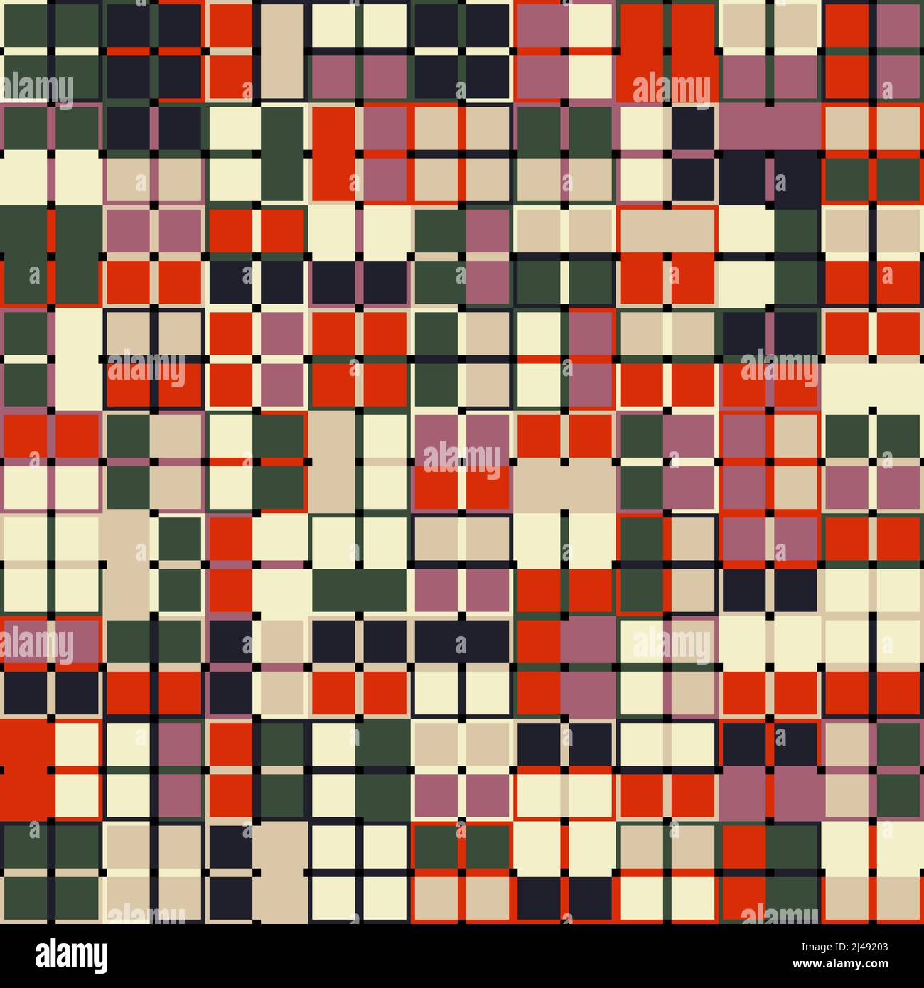 Grafica vettoriale astratta senza giunture realizzata con elementi e forme geometriche ripetitive. Grafica geometrica per poster, copertina, arte, presentazione Illustrazione Vettoriale