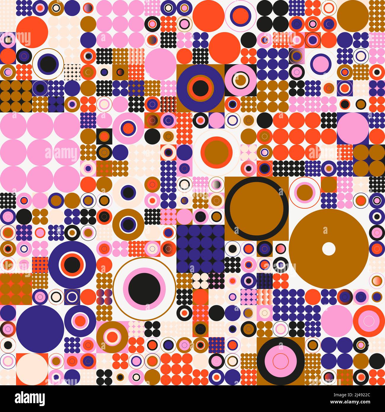 Disegno vettoriale astratto geometrico realizzato con varie forme geometriche ed elementi. Grafica digitale per poster, copertina, arte, presentazione Illustrazione Vettoriale