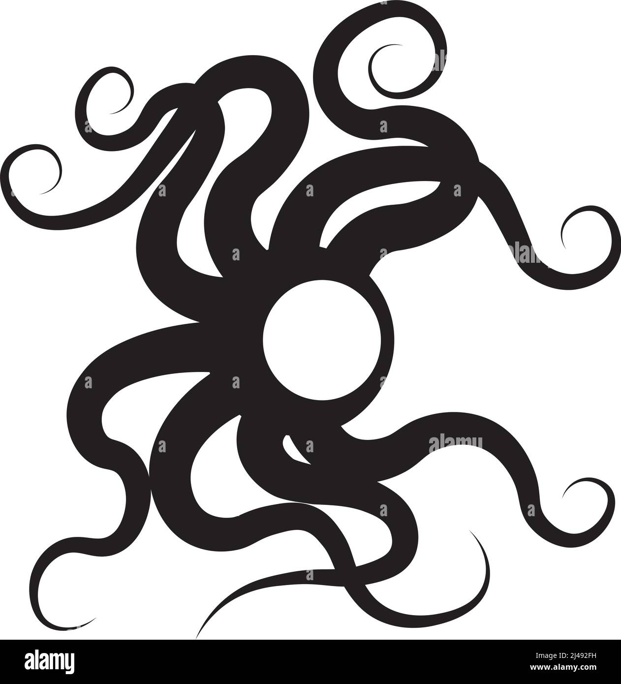 Silhouette in polpo per logo - nero su bianco Illustrazione Vettoriale