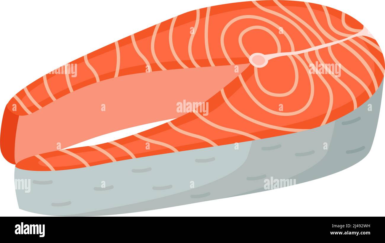 Bistecca di salmone di pesce, frutti di mare. Cibo sano, illustrazione vettoriale Illustrazione Vettoriale