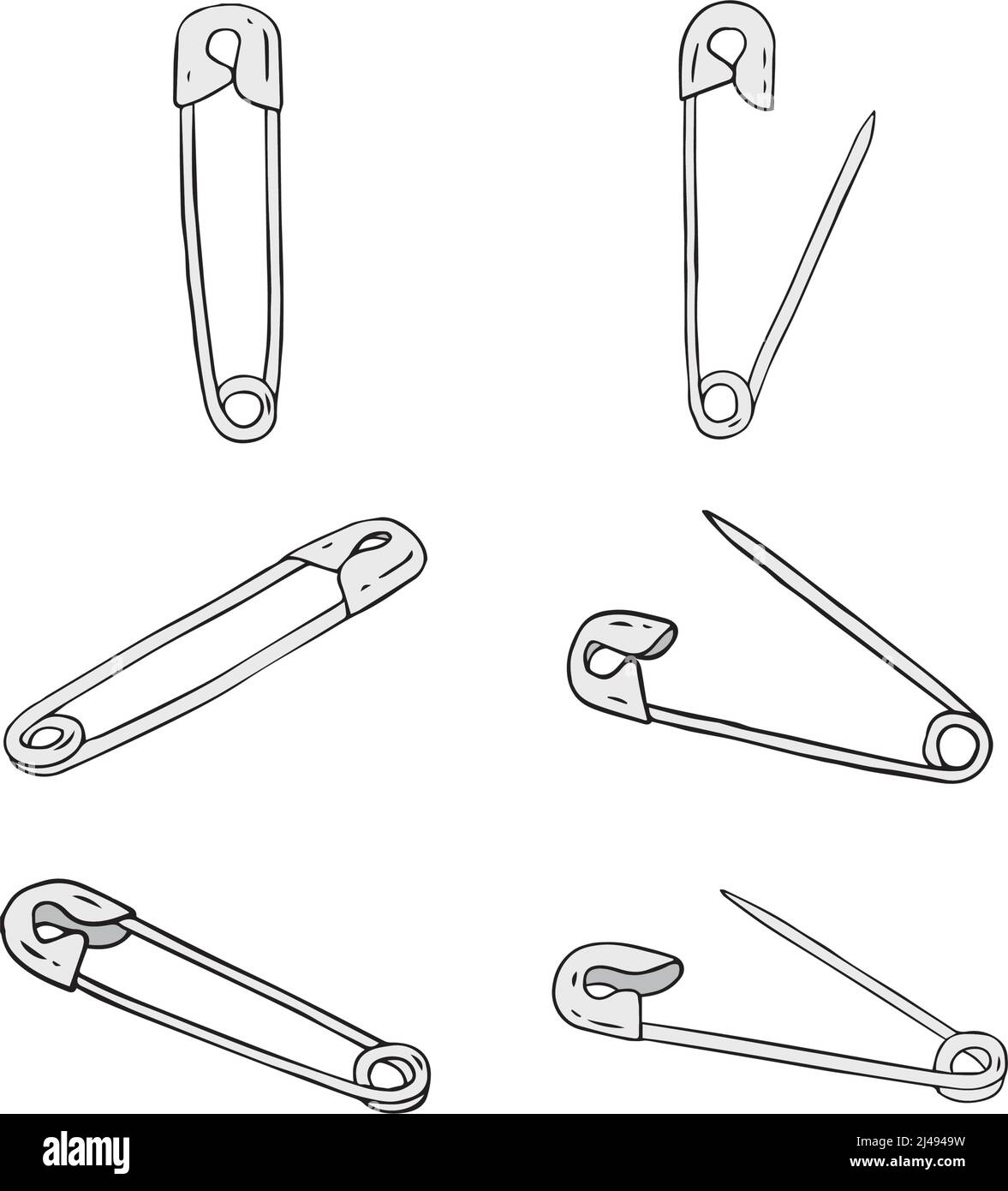 Illustrazione vettoriale disegnata a mano del perno di sicurezza su sfondo bianco. Illustrazione Vettoriale