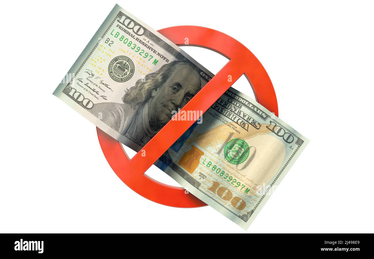 Isolato 100 dollari USA nota attraversata Foto Stock