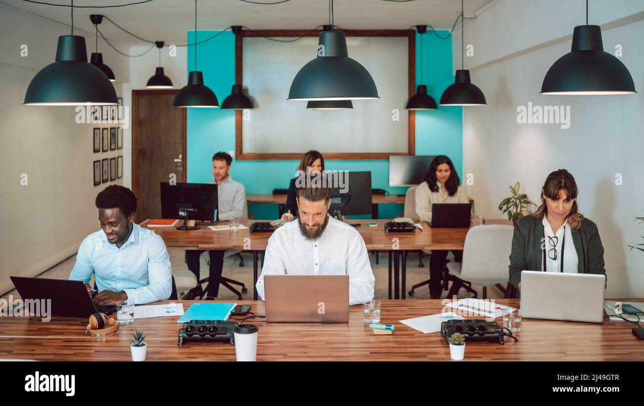 Gruppo di colleghi che lavorano al progetto Foto Stock