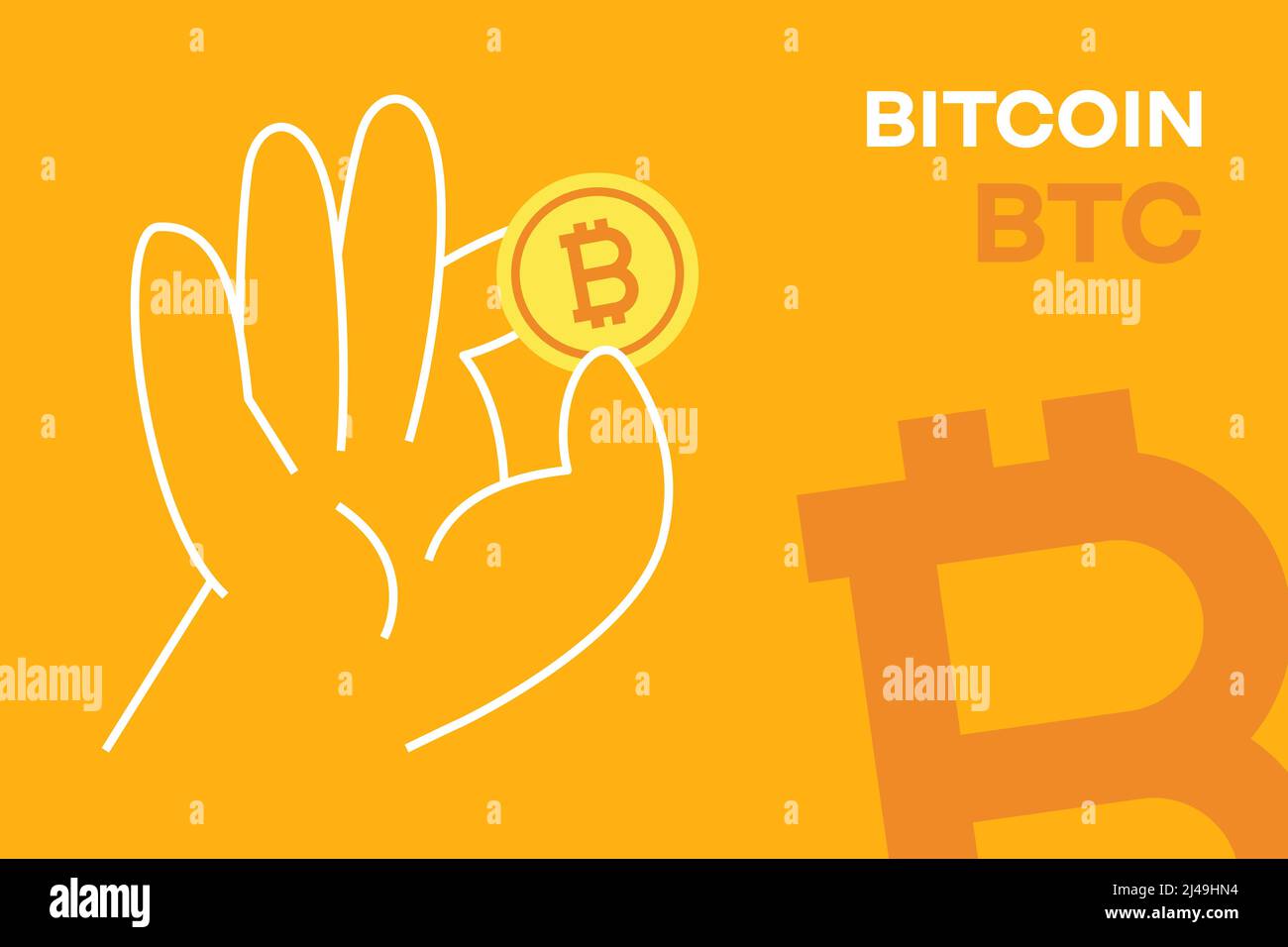 Vettore modificabile di criptovaluta Bitcoin con supporto manuale. Illustrazione del token BTC. Illustrazione Vettoriale