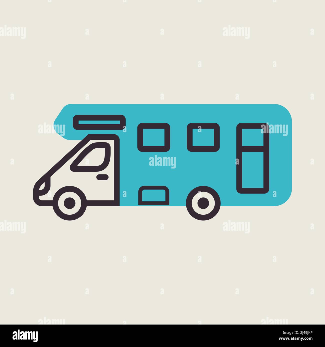 Mobile home Motor home Caravan Trailer veicolo icona vettore. Simbolo grafico per sito web di viaggi e turismo e design di app, logo, app, UI Illustrazione Vettoriale