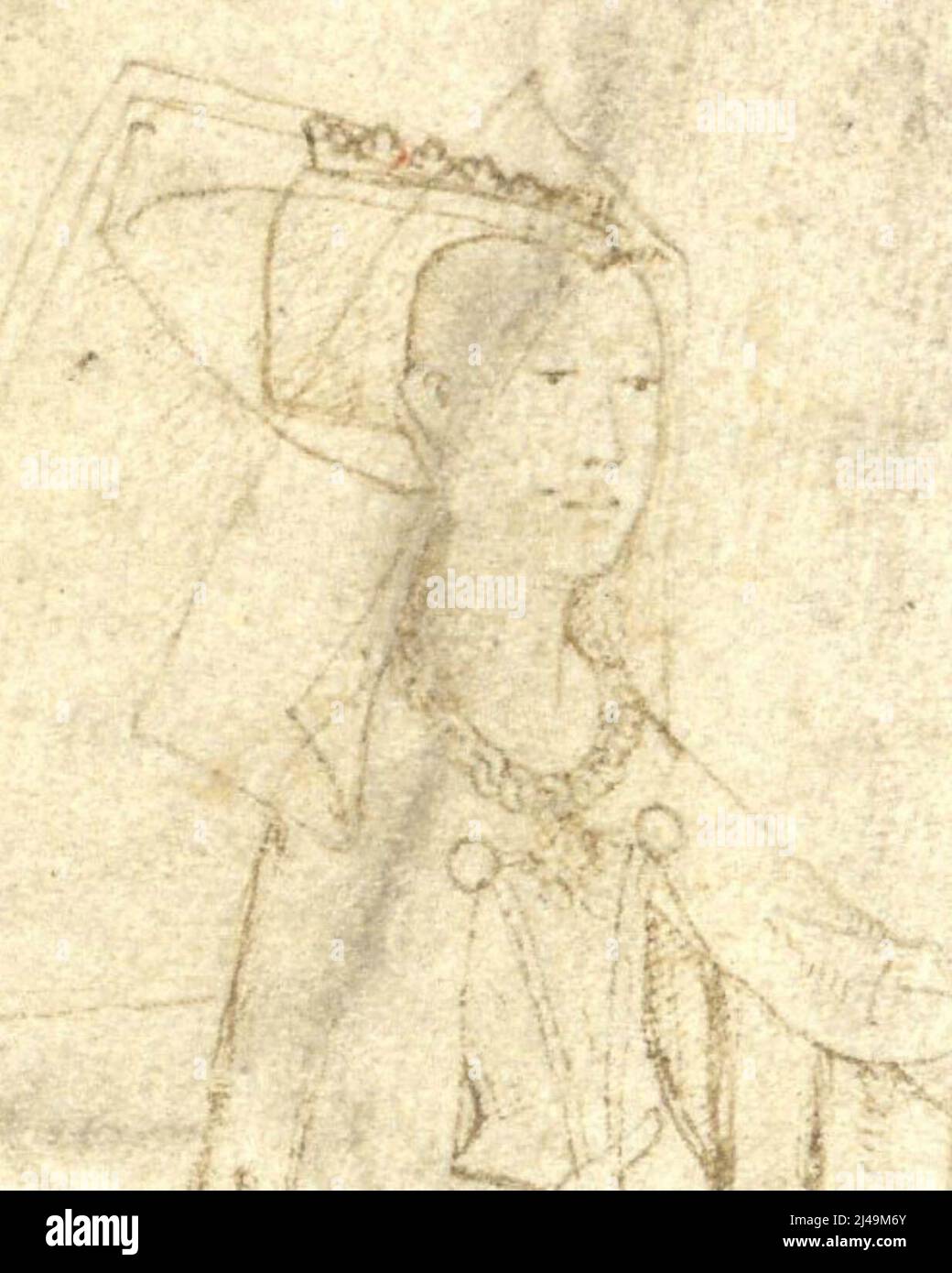 Disegno di Isabel, Duchessa di Clarence dal Rous Roll, c. 1483. Foto Stock