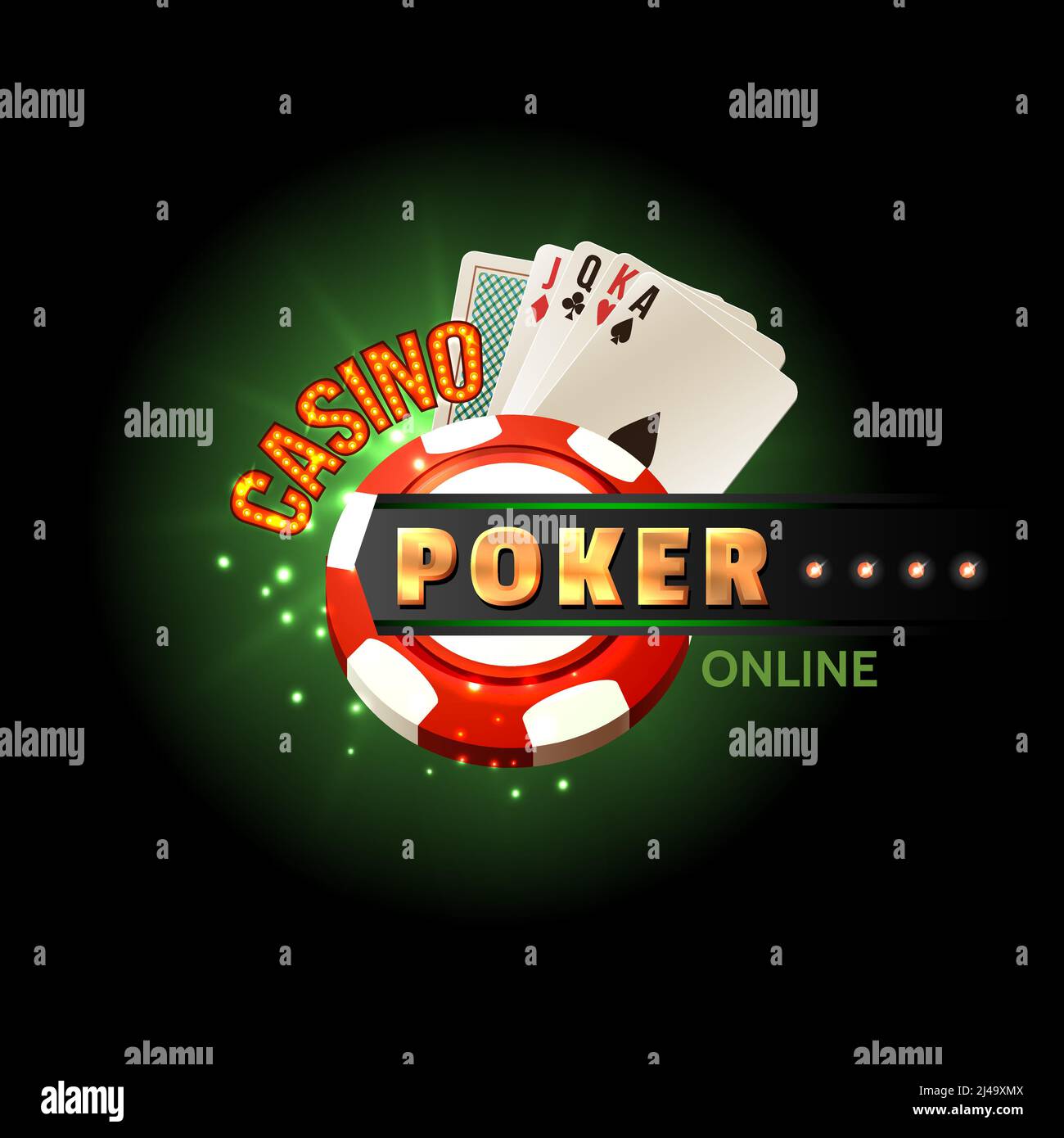 Casino poker online carte tradizionali set per il gioco d'azzardo sicuro ottenere contanti denaro internet disegno poster illustrazione vettoriale Illustrazione Vettoriale