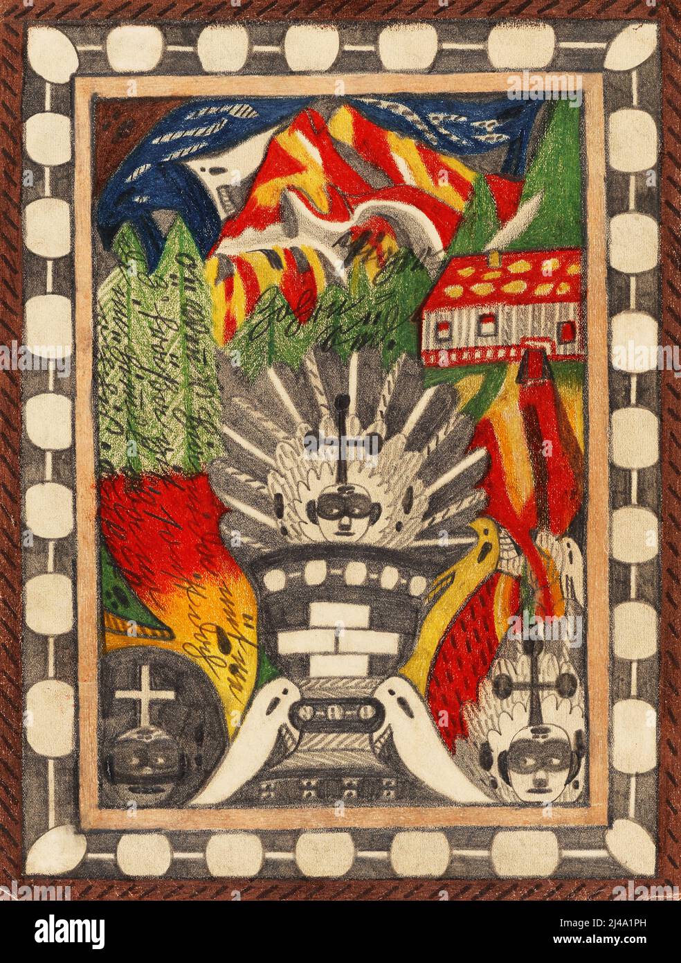 Artista svizzero Adolf Wölfli, pittura Art Brut - Tiger=Zohrn=Riesen=Gletscher,=Hochalp=Stok, in Nordwest=Indien (1917) Foto Stock