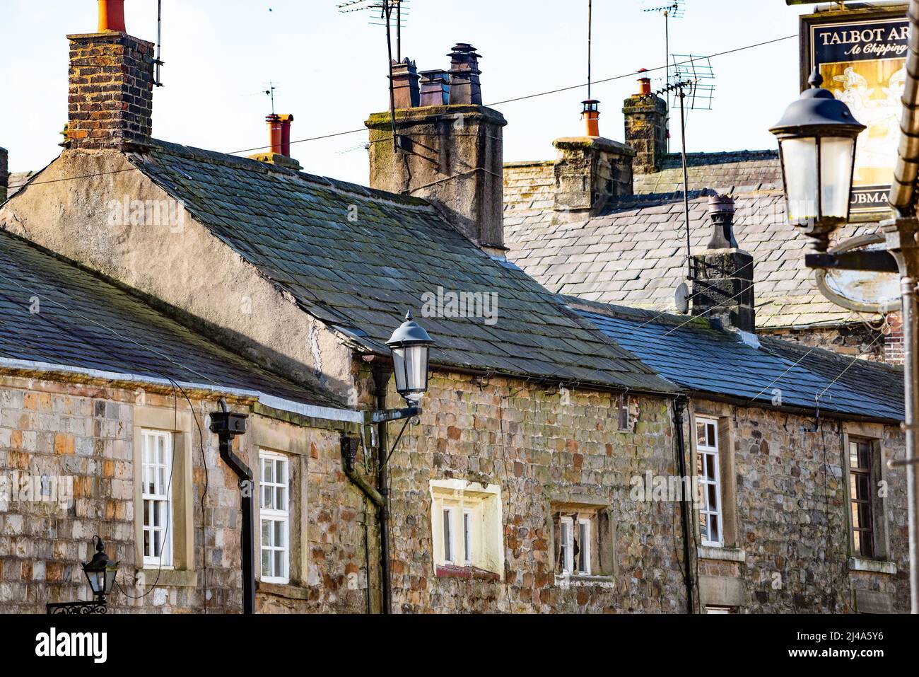 Tetti in ardesia, Chipping, Preston, Lancashire, Regno Unito Foto Stock