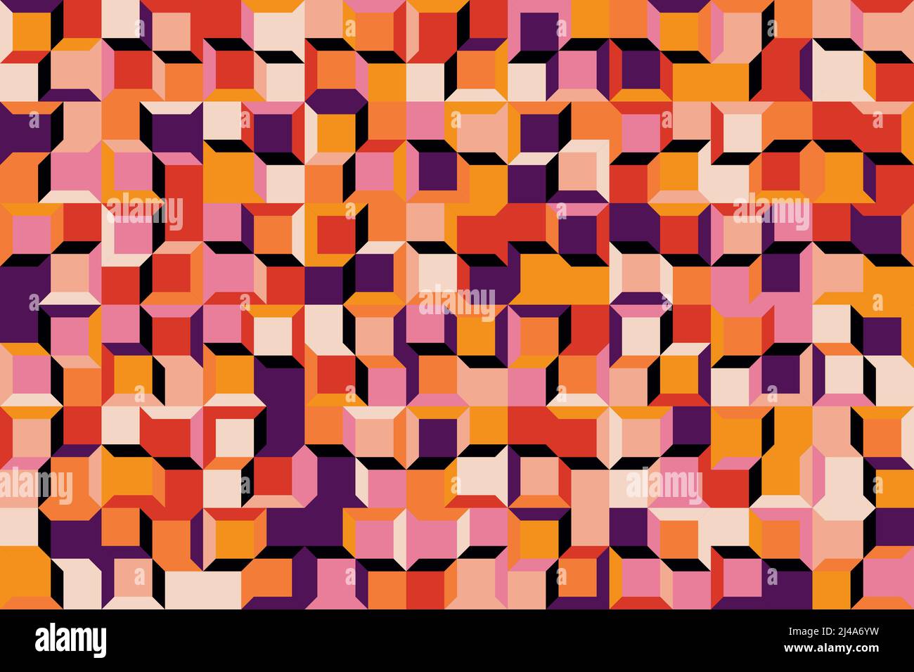 Disegno vettoriale astratto geometrico realizzato con varie forme geometriche ed elementi. Grafica digitale per poster, copertina, arte, presentazione Illustrazione Vettoriale