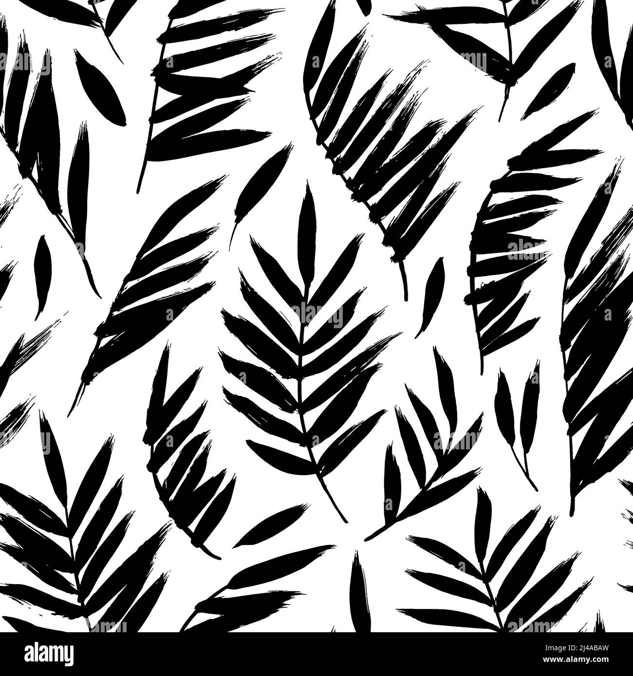 Motivo tropicale senza giunture con foglie di palma nere. Illustrazione Vettoriale