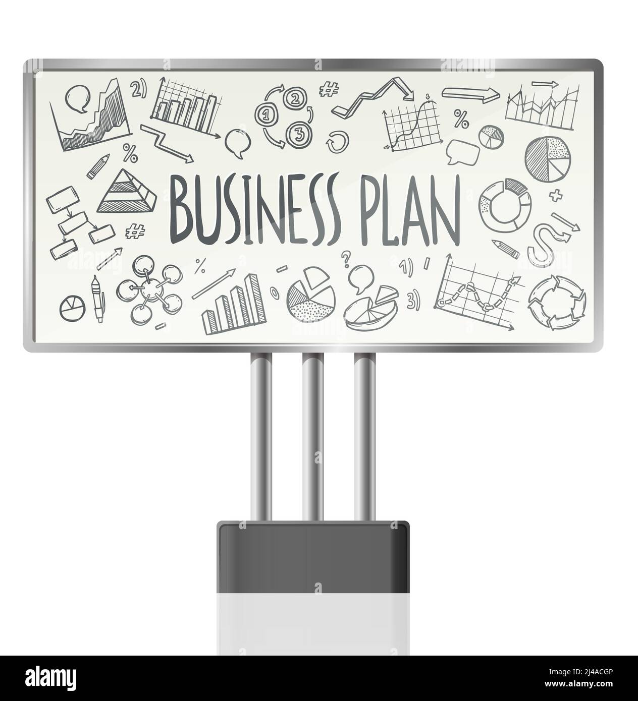Affissioni pubblicitarie con grafici di business di schizzo e vettore di diagrammi finanziari illustrazione Illustrazione Vettoriale
