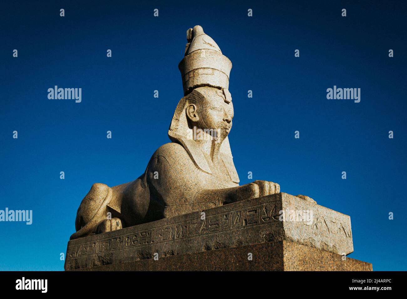 Sfinge egiziana San Pietroburgo dura sole luce mistica sera Foto Stock