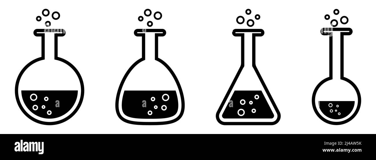 Icone dei becher da laboratorio Illustrazione Vettoriale