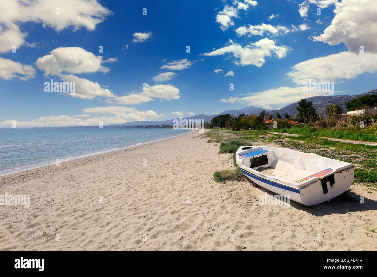 Marathon Beach è una delle più popolari in Attica vicino Atene, Grecia Foto Stock