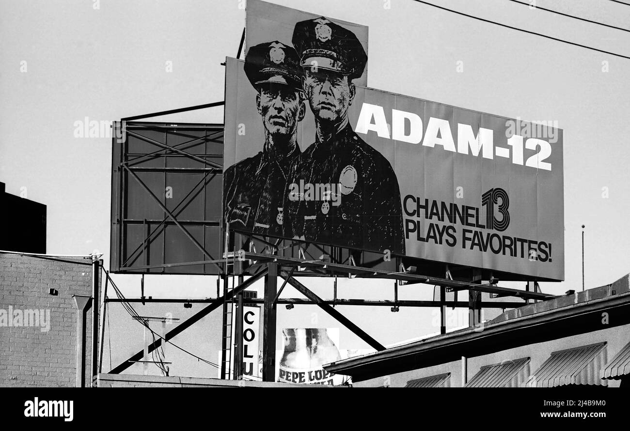 Adam 12 uno spettacolo di poliziotto TV che appare su KCOP Channel 13 in syndication a Los Angeles, CA ,1978 Foto Stock