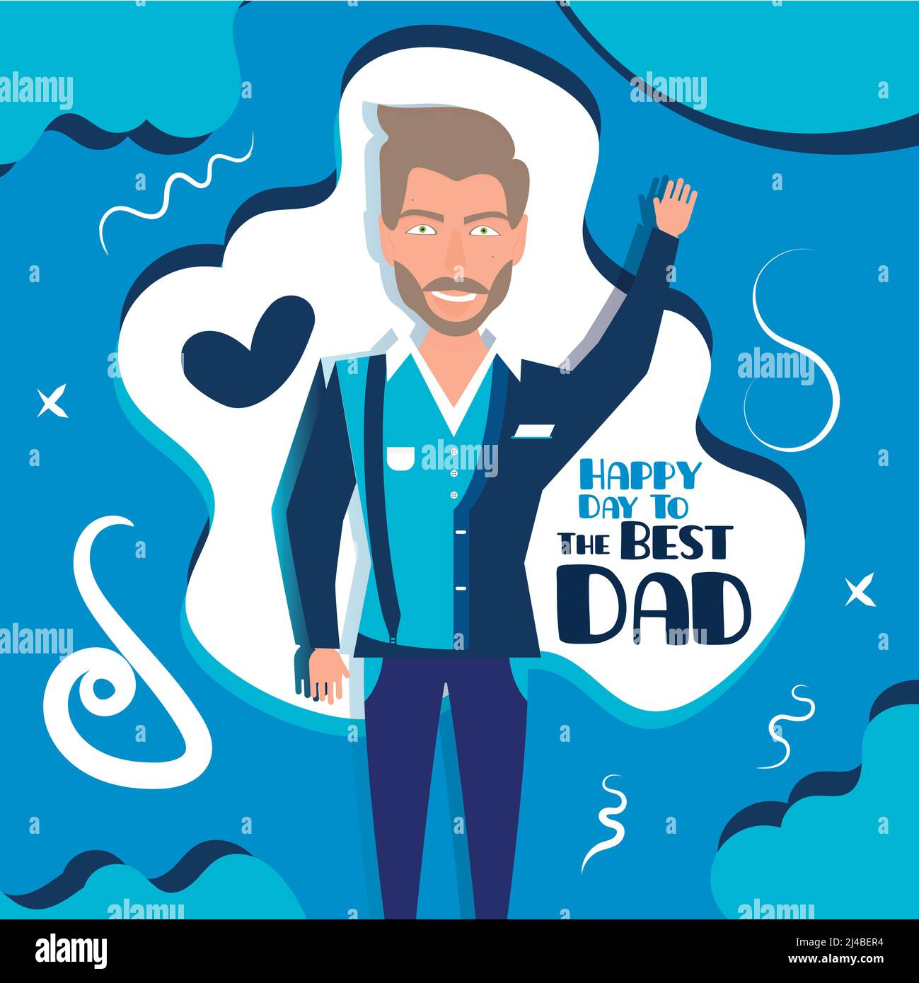 Isolato Happy papà personaggio cartoon Padre giorno modello Vector Illustrazione Vettoriale