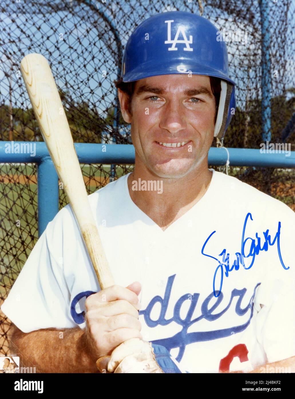 Foto autografata di Steve Garvey con i Los Angeles Dodgers. Foto Stock