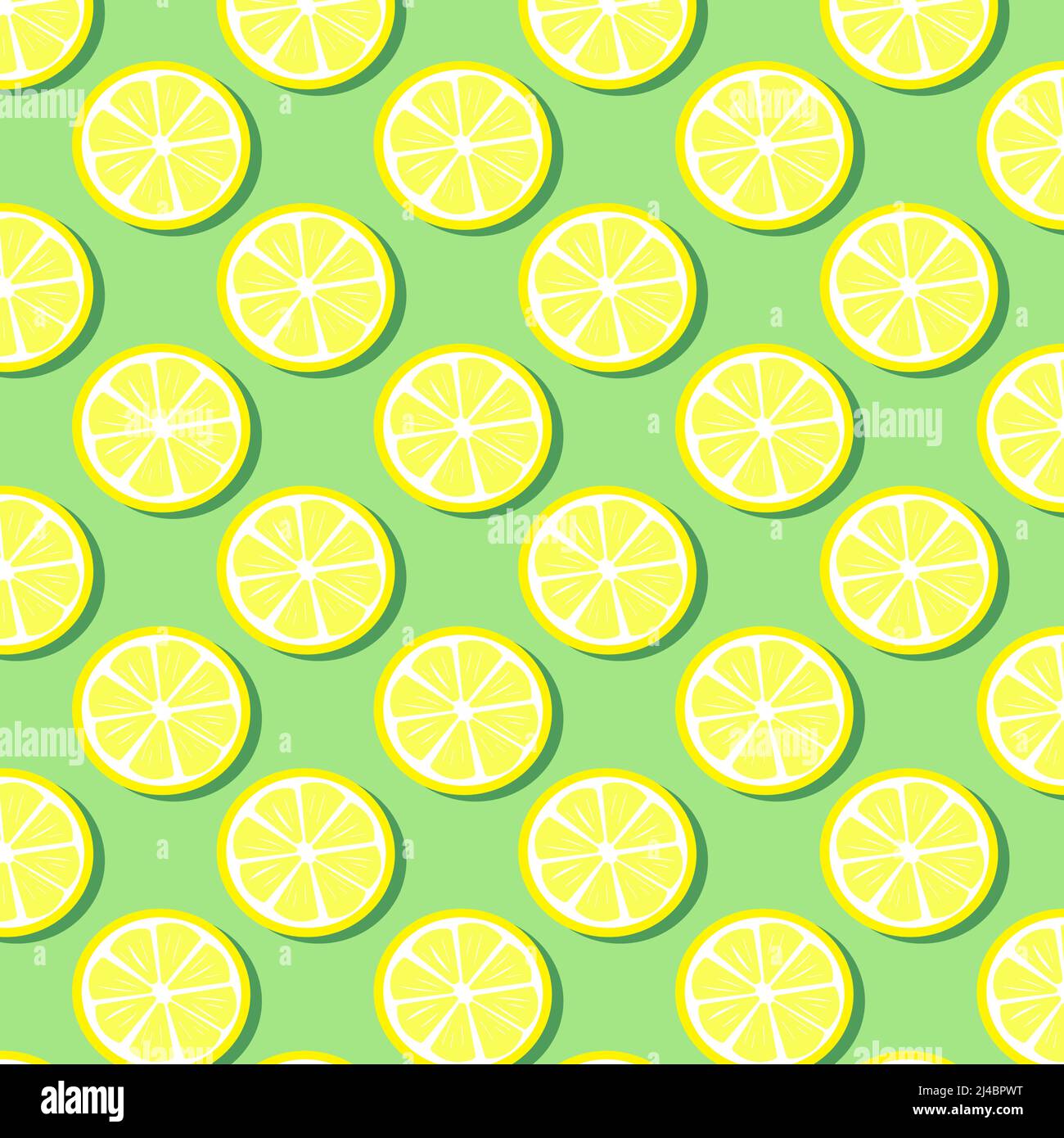 Pattern con fette di limone. Illustrazione vettoriale su sfondo verde. Illustrazione Vettoriale