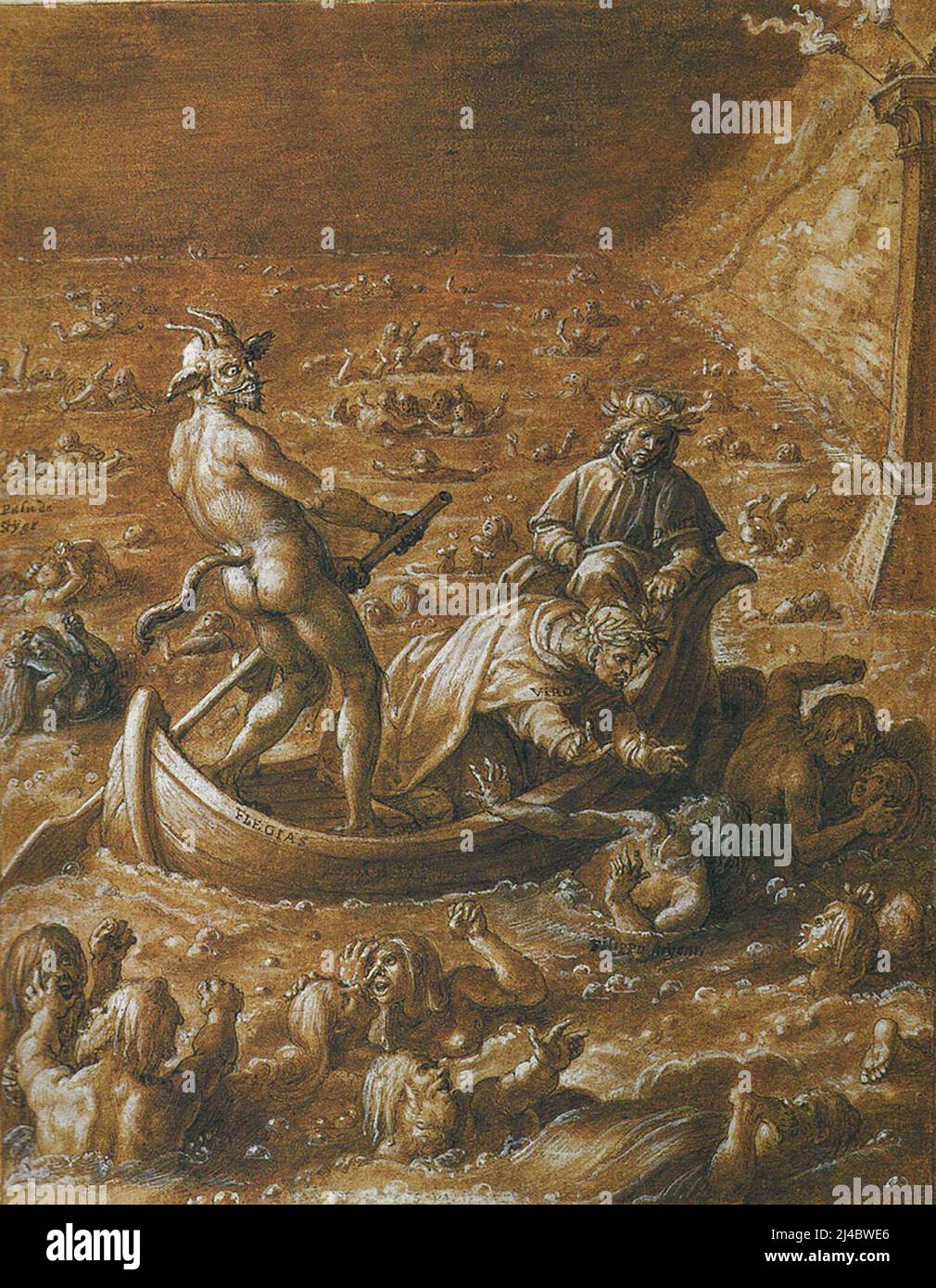 Il quinto cerchio dell'inferno dell'Inferno di Dante, illustrato da Stradanus Foto Stock