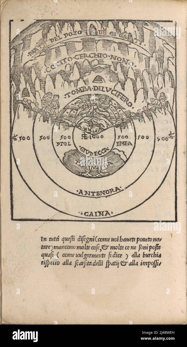 "La Tomba di Lucifero", un'illustrazione della Divina Commedia di Dante di Manetti del 1506 Foto Stock