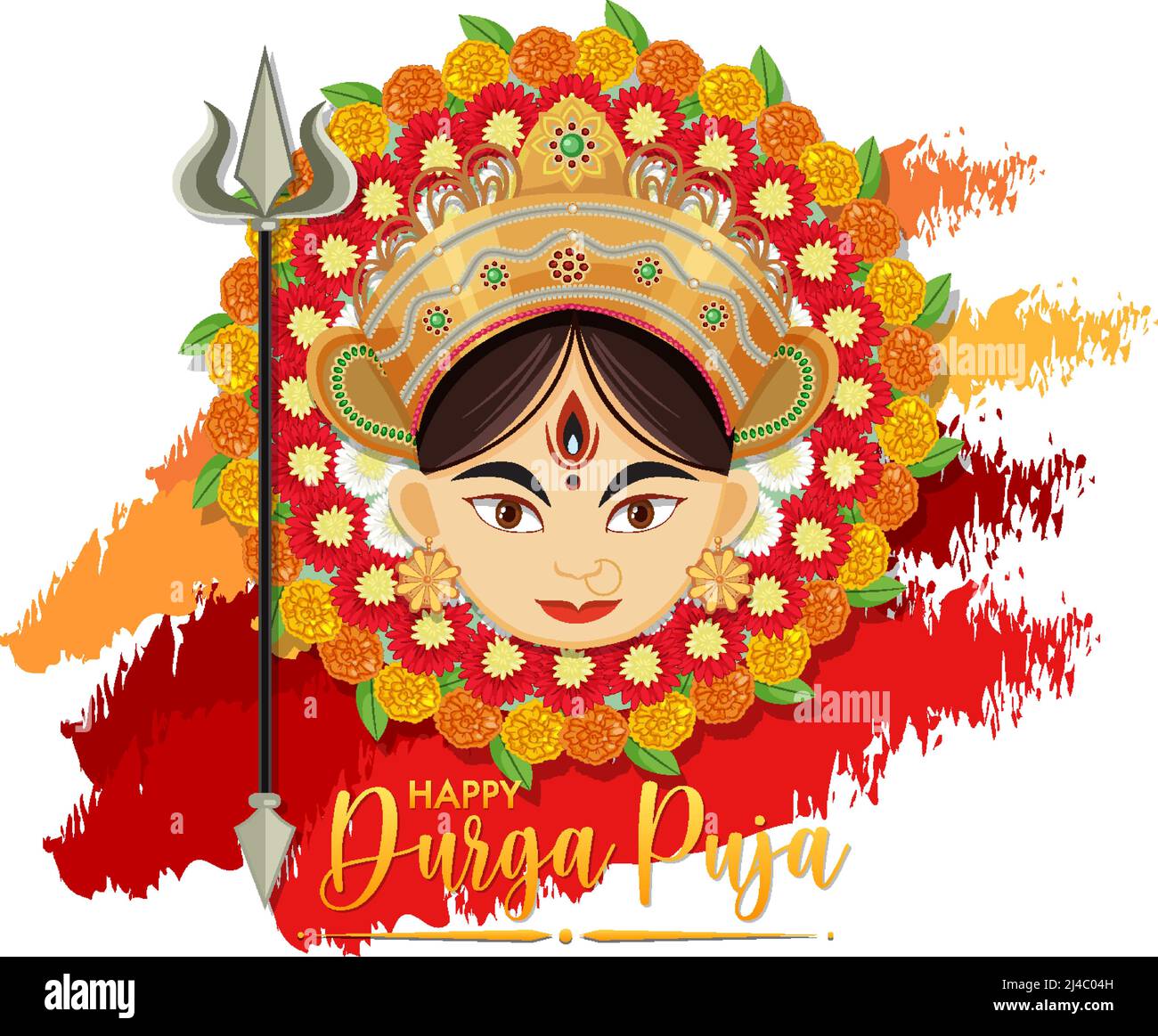 Durga Puja indiano su sfondo bianco illustrazione Illustrazione Vettoriale