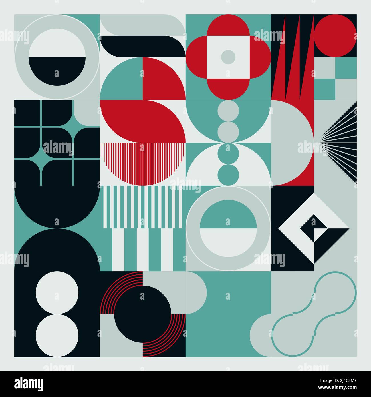 Disegno vettoriale astratto realizzato con varie forme geometriche ed elementi. Grafica geometrica per poster, copertina, arte, presentazione, stampe Illustrazione Vettoriale