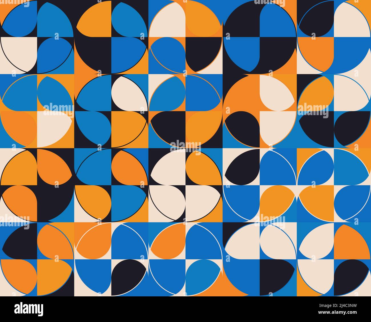 Grafica vettoriale astratta senza giunture realizzata con elementi e forme geometriche ripetitive. Grafica geometrica per poster, copertina, arte, presentazione Illustrazione Vettoriale